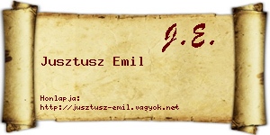 Jusztusz Emil névjegykártya